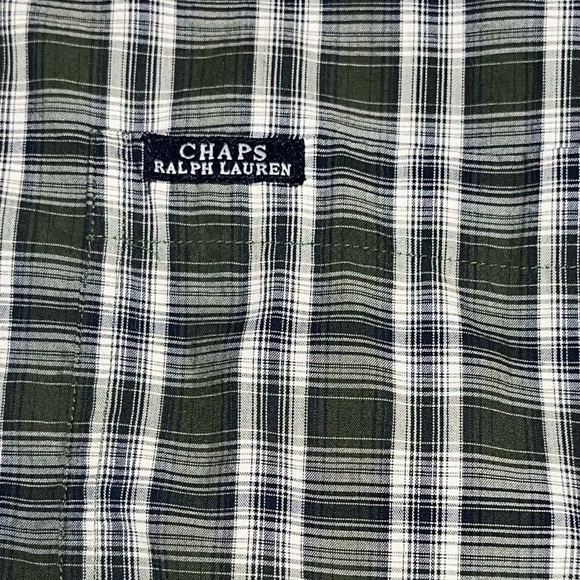 Vintage Chaps Ralph Lauren button down medium green plaid holidays casual - Picture 4 of 8